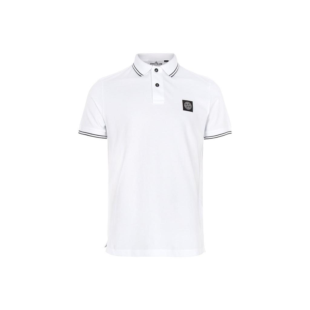 Stone Island Ss25 Logo Slim Fit Polo Shirt Men tops White K1S1522002-SCS0018-V1001