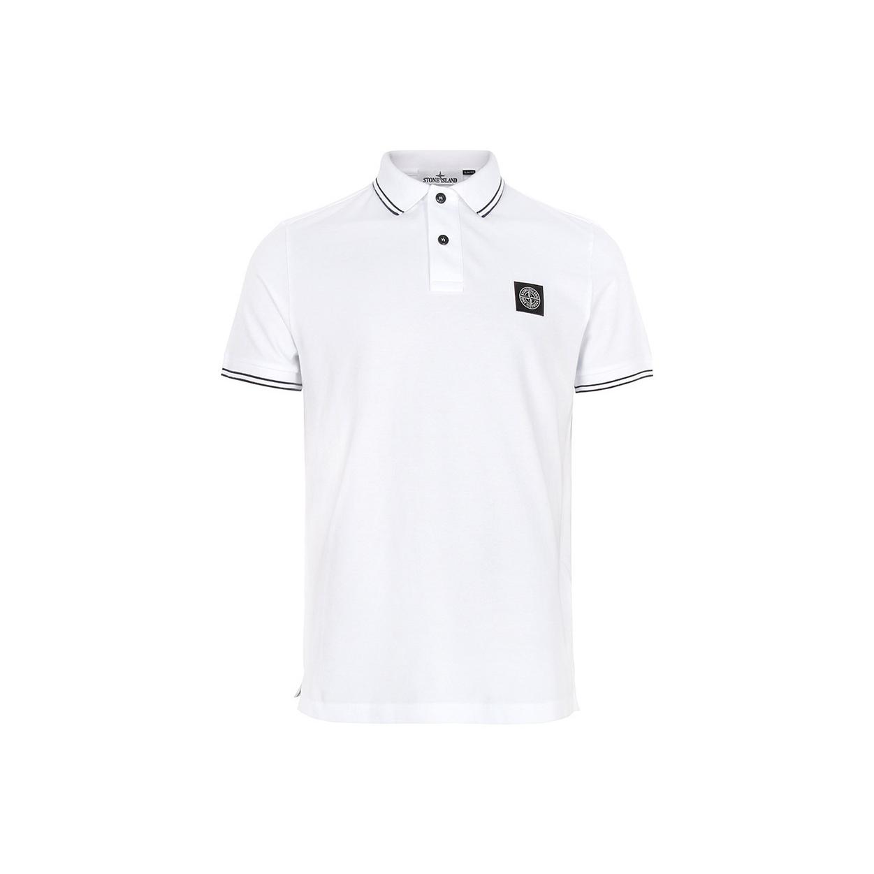 Stone Island Lente/Zomer 25 Logo Slim Fit Poloshirt Heren tops Wit K1S1522002-SCS0018-V1001 XXL