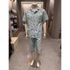 Triumph 100  Cotton Mini Ripple Blueberry Half Sleeve Couples Pajama Set Tempj21