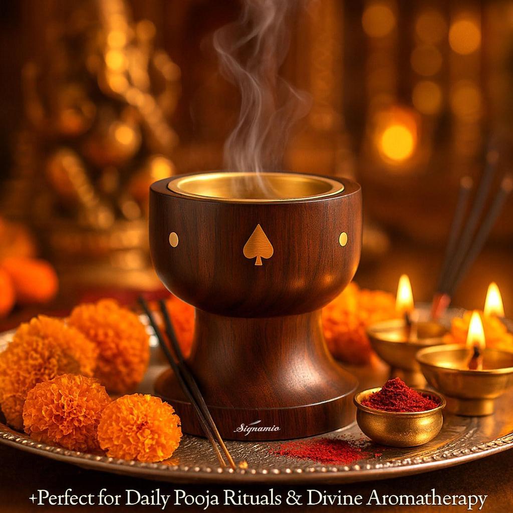 Wooden Dhoop Holder Stand - Elegant Bakhoor Burner & Loban Burner,