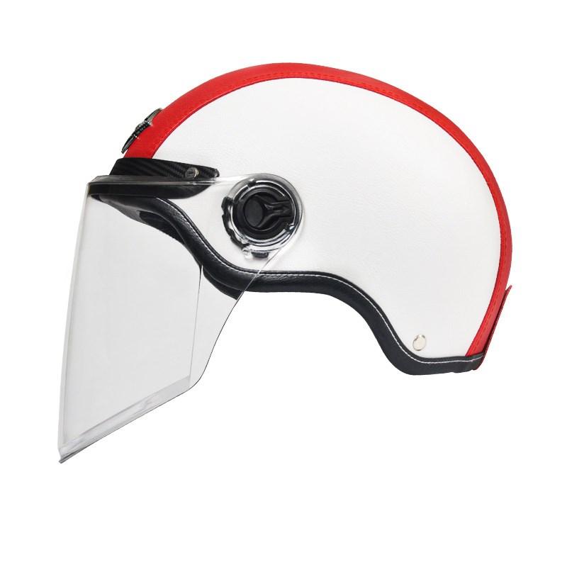 AD Retro Motorcycle Helmets with Harley Visor Leather Helmet for Man Electric Motorbike Vintage Protected Motor Safety Cap