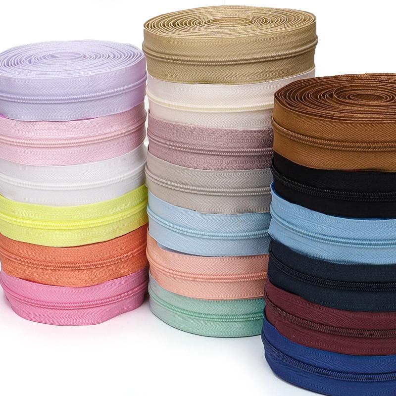1 Group = 4.5m Zipper + 10 Plastic Zipper Heads, 20 Colors Optional, Home Sewing DIY Replacement Zipper
