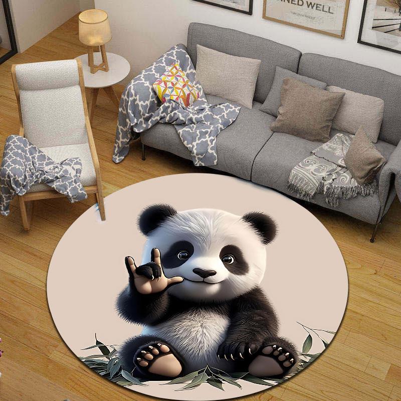 Artistic Round Mandala Multicolor Accent Rug, Non-Slip Floor Mat for Bathroom