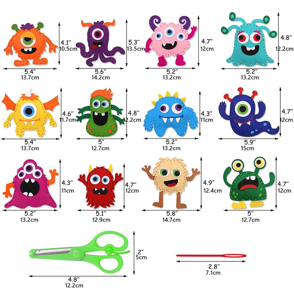 DIY Sewing Felt Set Little Monster Series Kids Educational Sewing Set Beginner Cute Felt Jewelry Kids Art Toys Birthday Gifts