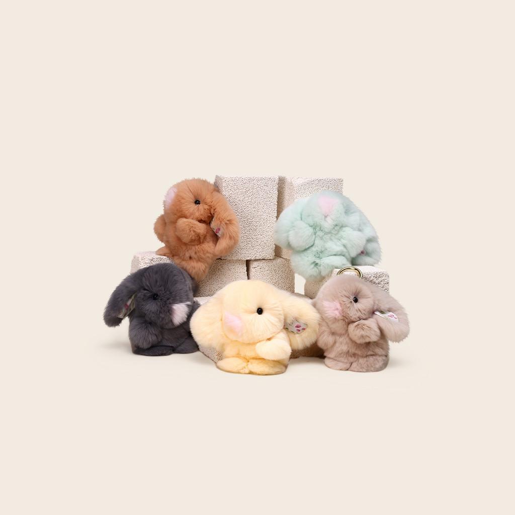 Bunny Keychain Plush With Flower Print For Bag Pendant Decoration Kids Gift