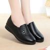 Fashion Comfortable Black Leather - Like Slip - on Shoes with Heart Embroidery - Ideal for Daily Wear, Soft & Stylish