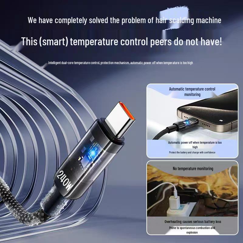 240W Super Schnellladekabel USB-C PD für Apple 15/16, Huawei, Honor, Xiaomi, Samsung