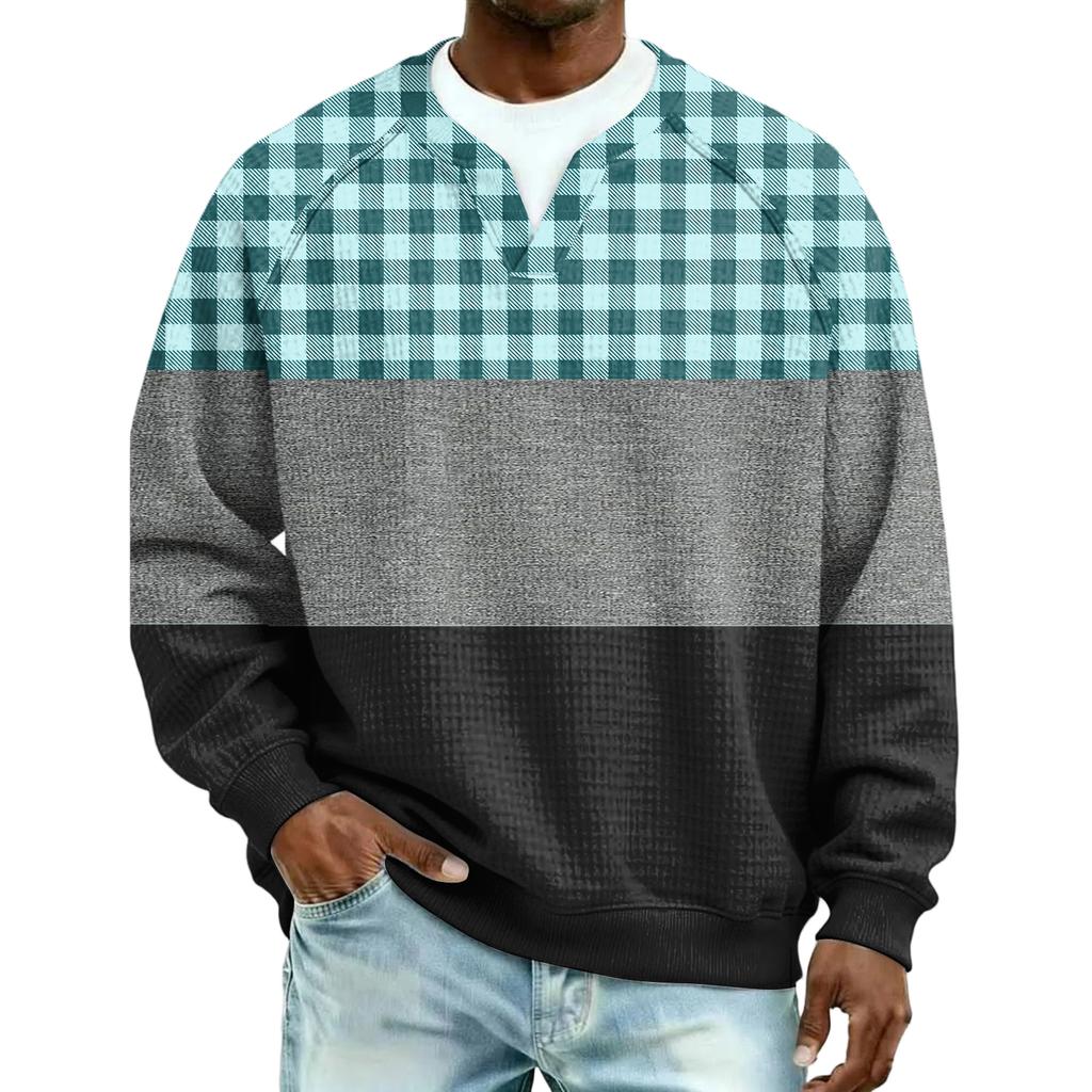 Herrfritidshuva Utomhus V-hals Vågmönster Långärmad