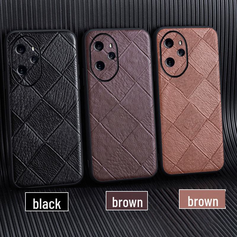 

Honor 80 Series Cowhide Diamond Pattern Leather Protective Cover Honor 90 GT чёрный