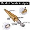 Chiloskit 3 Pcs Large HSS Step Drill Bit Set - Titanium Coated,High Speed Steel Drill Cone Bits,3-Piece, 4-12/20/32mm