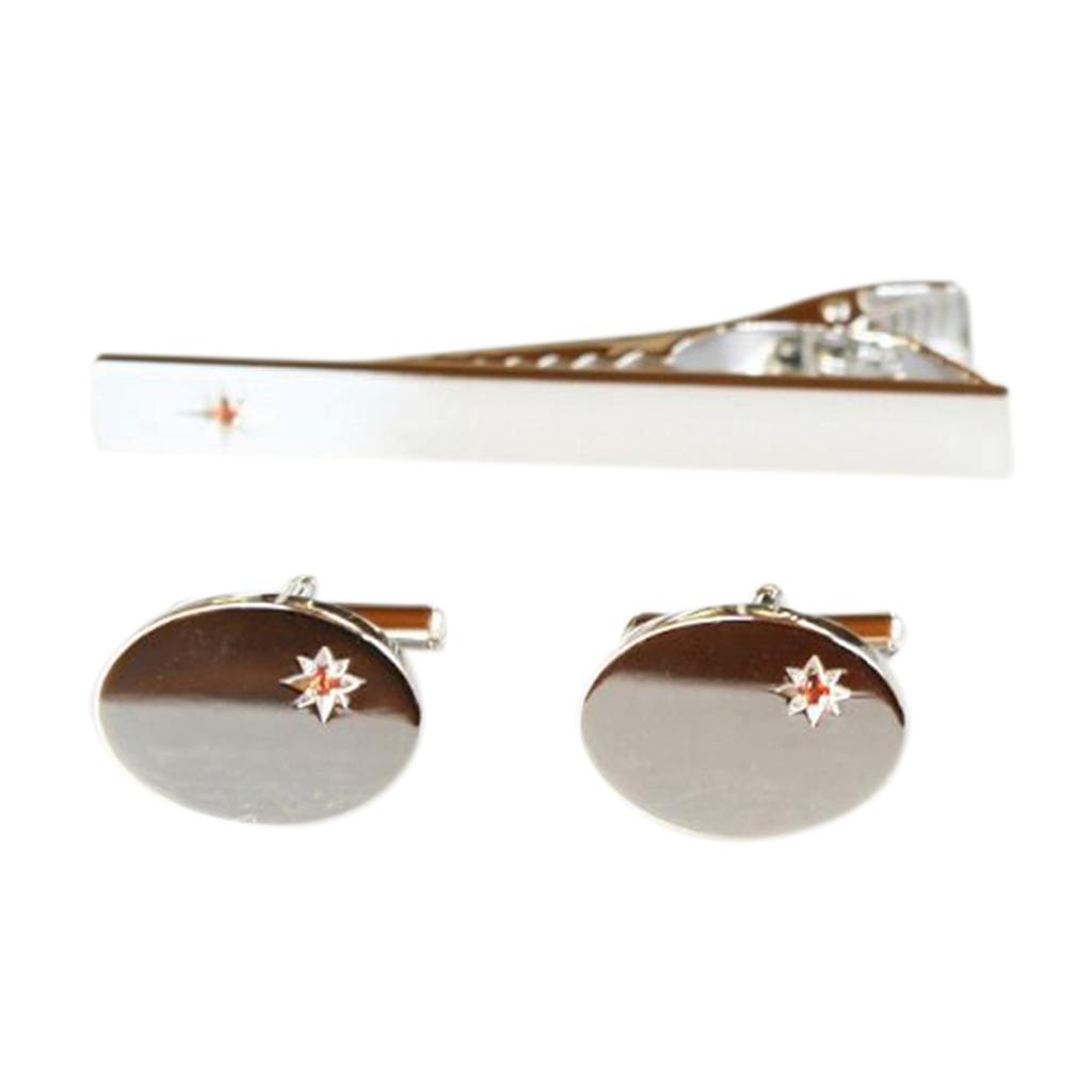 Kamakura Cufflinks Workshop January Birthstone Garnet Cufflinks Tie Pin Set Jset001-a-1