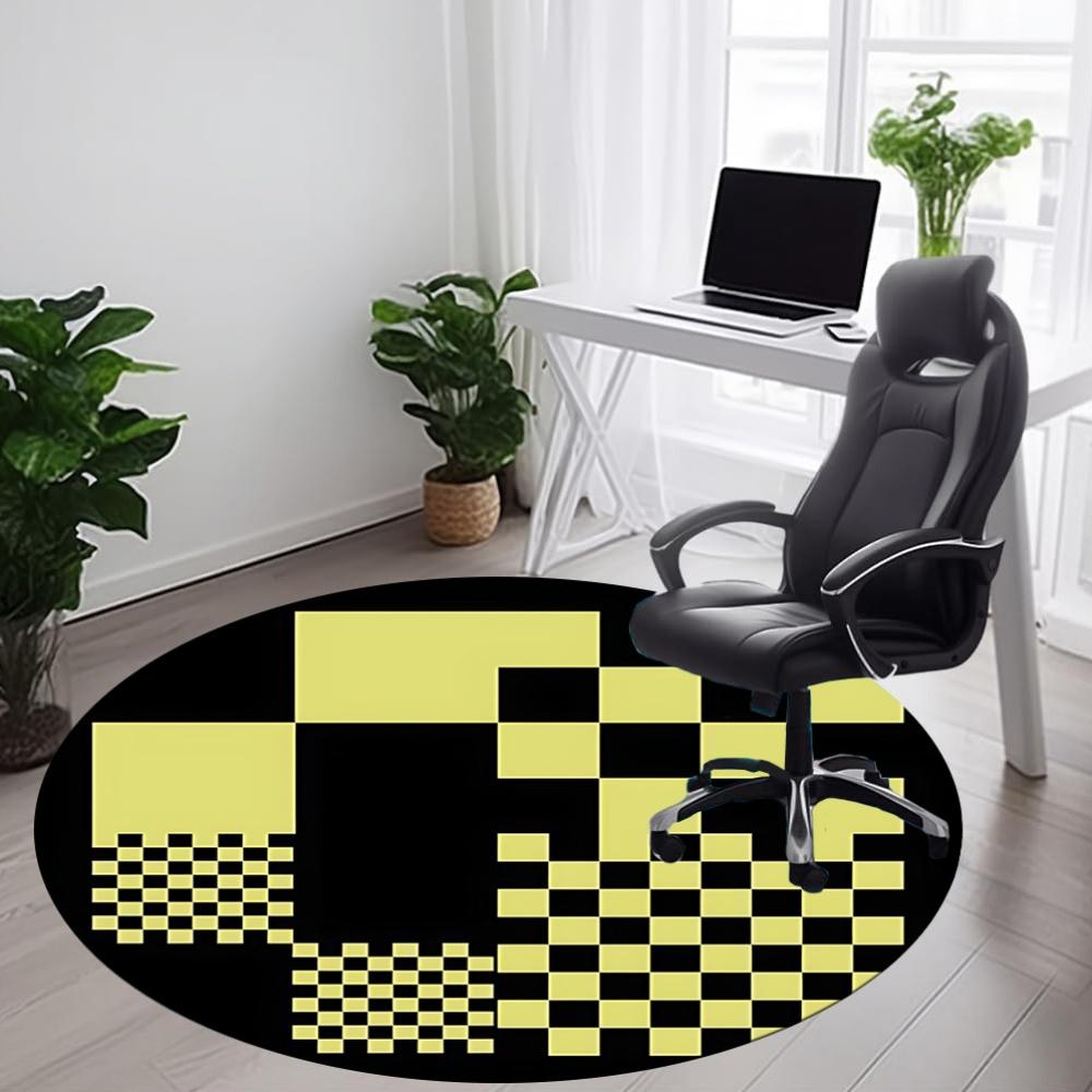 1pc Checkerboard Pattern Office Round Area Rug, Indoor Mat Suitable For Office, Under Office Chairs Bedroom Living Room Home Decor, Room Deco