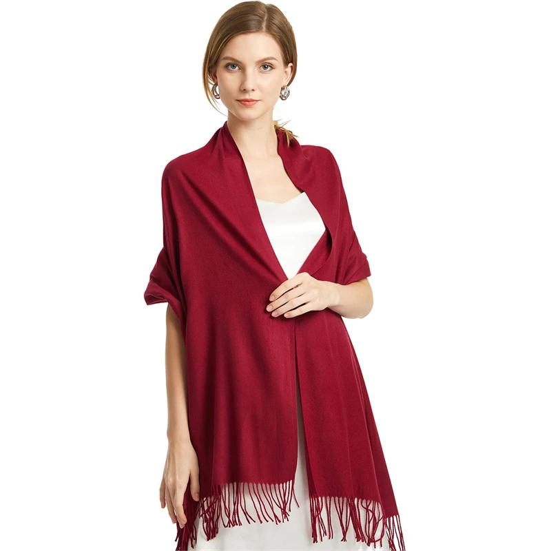 2025 Winter Shawl For Women Long Warm Cashmere Scarves Hijab Solid Lady Wrap Female Pashmina Bandana Head Scarfs Echarpe