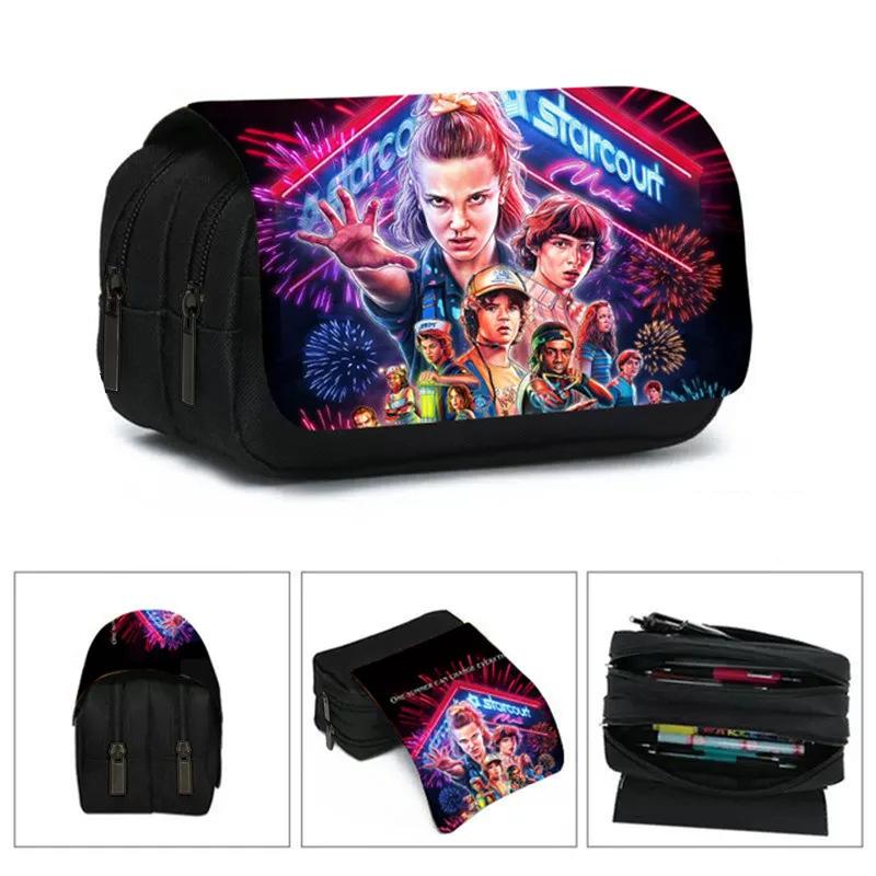 Stranger Things 5 Pencil Case, Large Capacity Multi-Layer Storage, Wear-Resistant Oxford Cloth Student Stationery Bag