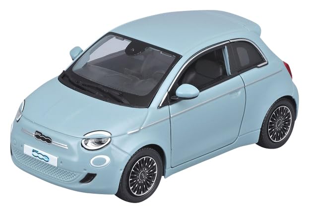 Bburago 1/24 Scale Fiat 500e (2003) Light Blue Finished Model BUR21110BL