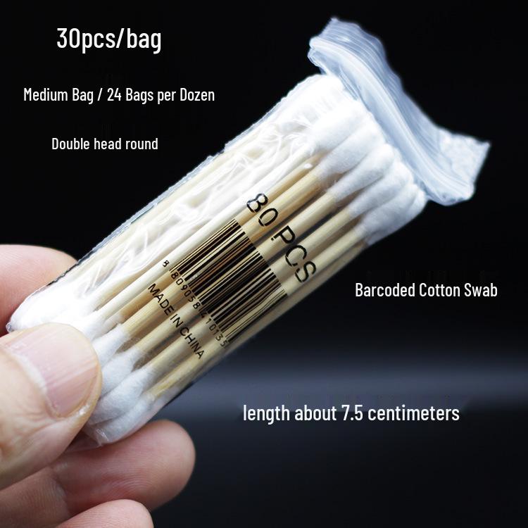Pink Double-Ended 7cm Cotton Swabs, Multi-Functional 100 Pcs: Tattooing, Eyebrow Correction, Eyeliner, Toothpick, and Nail Art.