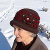 Winter Basin Hat Floral Design Soft Velvet Thermal Insulation Middle-Aged Elderly Women Knitting Hat Headwear