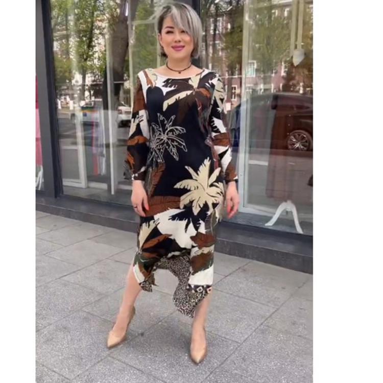 2023 Elegant Round Neck Plus Size Dress - Spring/Autumn European & American Style