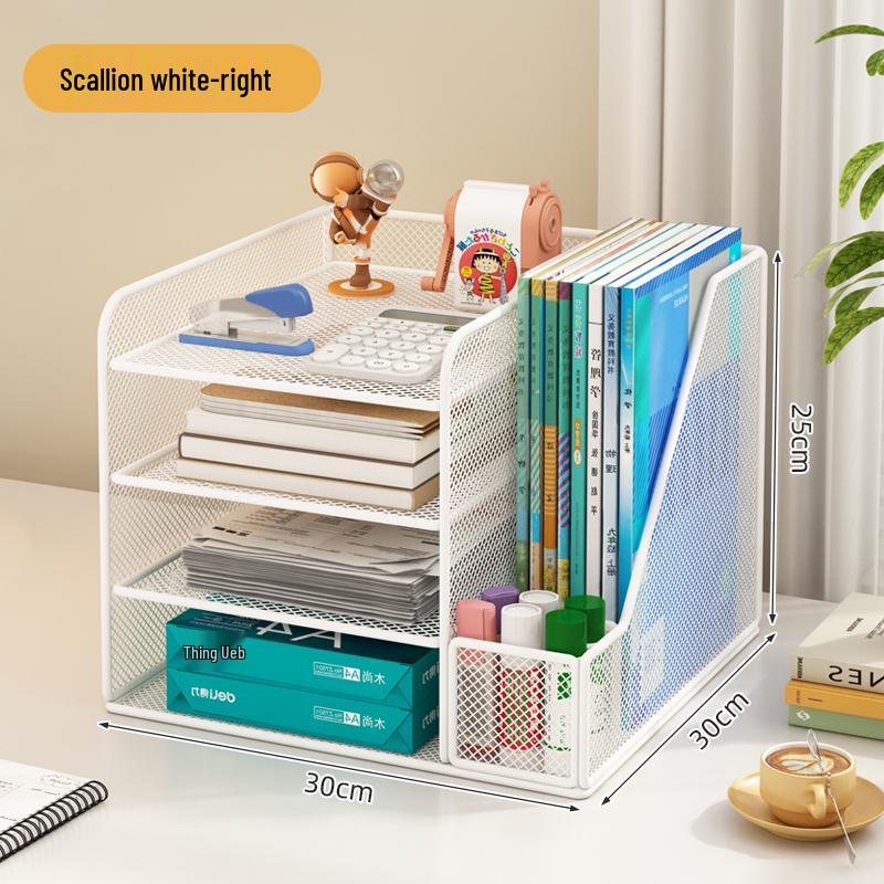 Desktop File Organizer: Multilayer Large Capacity Storage Rack for Office Supplies