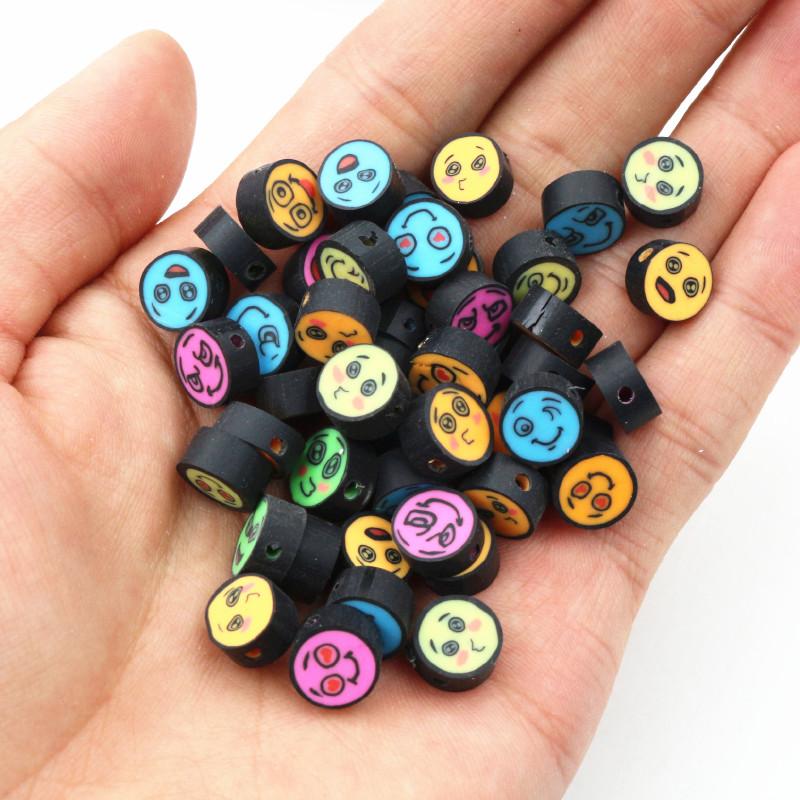 50pcs 10mm Clay Spacer Beads Polymer Loose Beads Random Colors Fruit Flower Animal Shape For Jewelry Making DIY Accessories