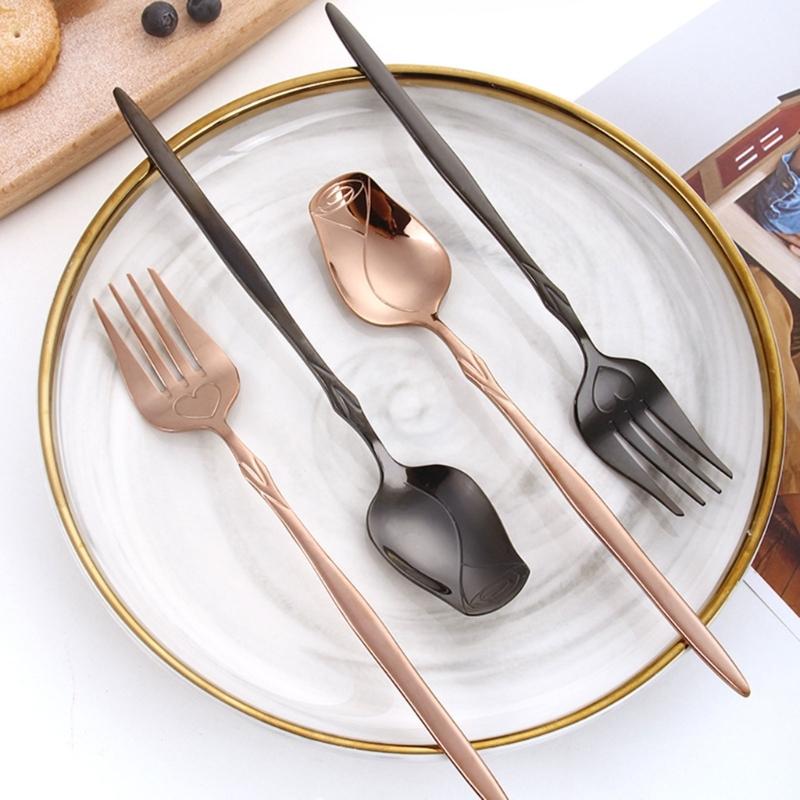 Stainless Steel Coffee Spoon Long-handled Ice-Tea Spoon Long Handle Fruit Fork Tableware Eating Utensils Dishwasher Safe