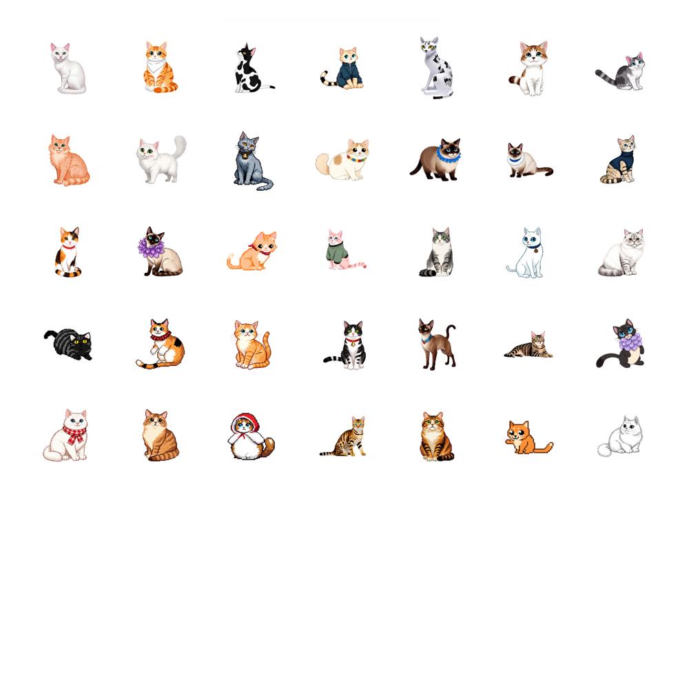 35pcs-50pcs Cartoon Kittens Stickers Cute Cats Cats Stickers Animal Stickers For Guitar Laptop Helmet Skateboard Notebook DIY