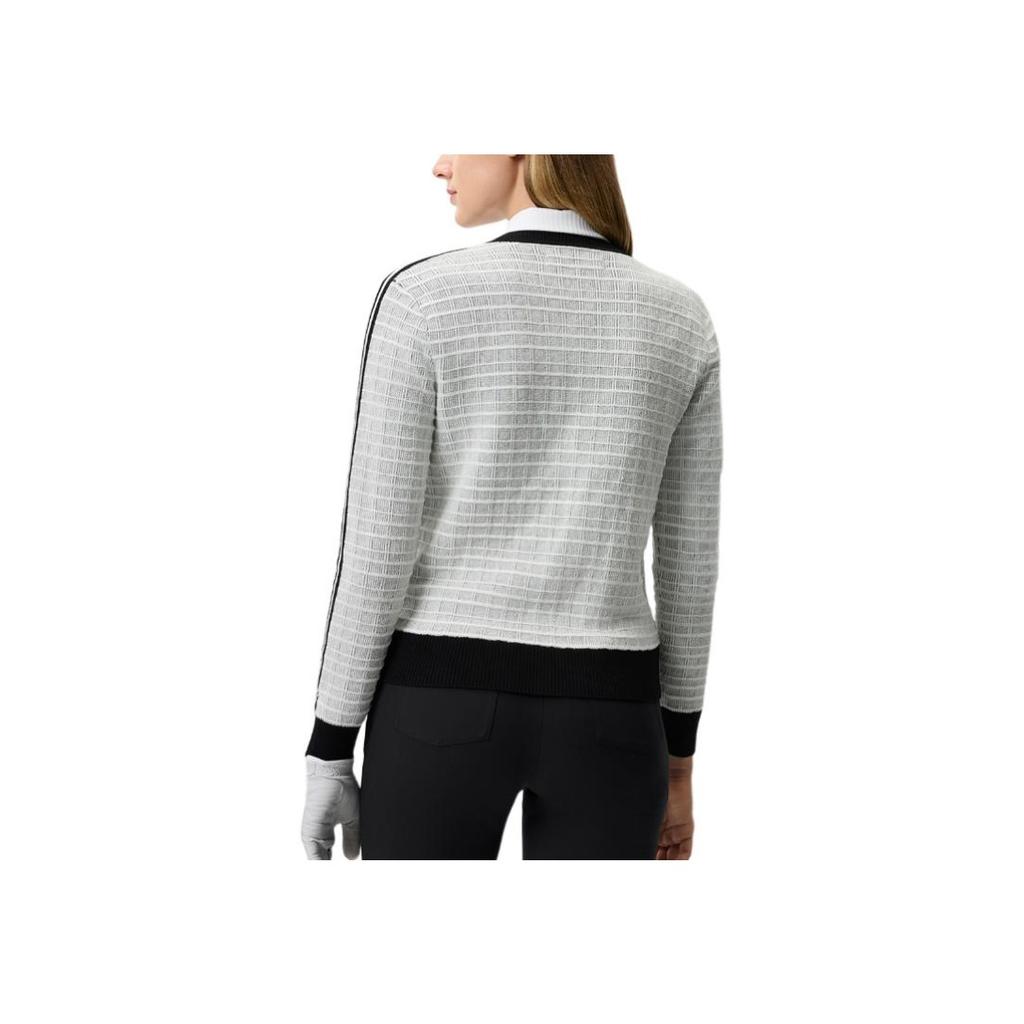 Fila Golf Series Striped Fashion Versatile Cardigan Sweater Women Sweater Jade-White A11W515410F-WT
