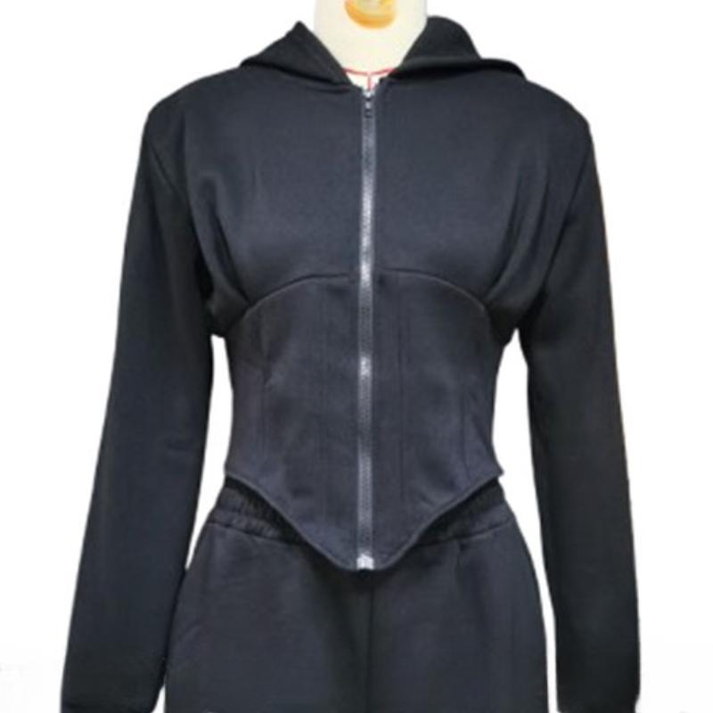 European and American Street Hot Girl Short Jacket Design with Fishbone Waist Cinching and Slimming Zipper Sweatshirt