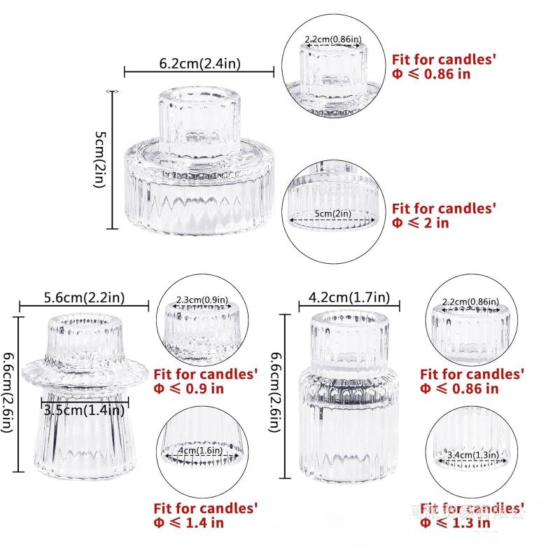 Simple Vertical Pattern Glass Candlestick Holders Tealight Candle Holders for Table Centerpieces,Wedding Decor and Dinner Party