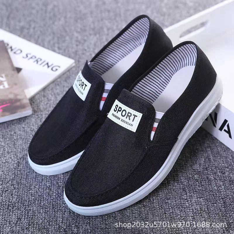 Driving Men's Cloth Shoes, New Denim Canvas Shoes, Lazy One-pedal Shoes, Light, Breathable, Non-slip and Wear-resistant Student Shoes