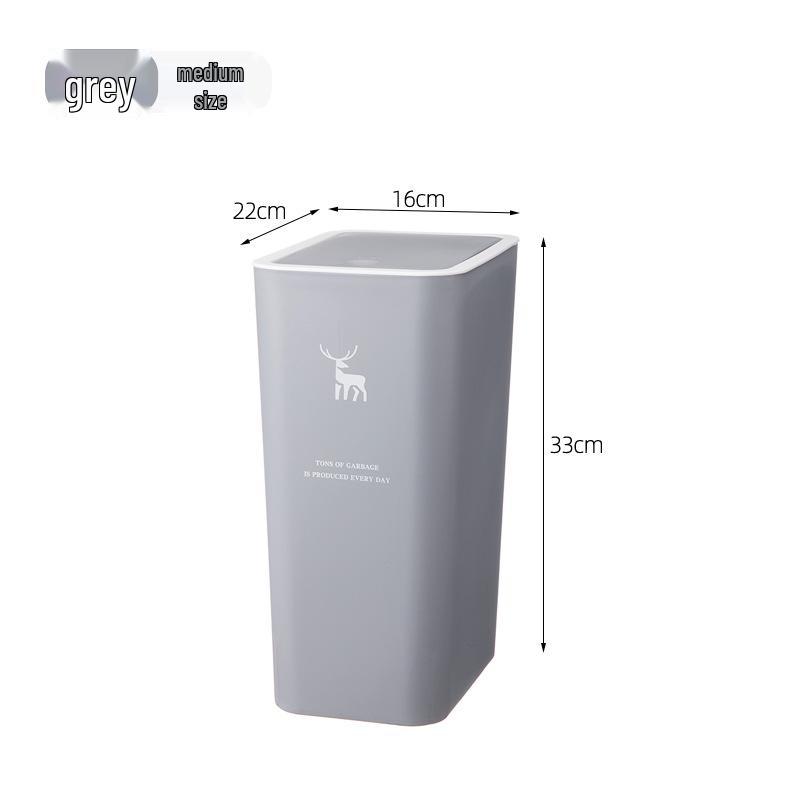 Creative Press-Type Trash Can with Lid for Kitchen & Bathroom – Large, Plastic, Multi-Compartment Storage Bin