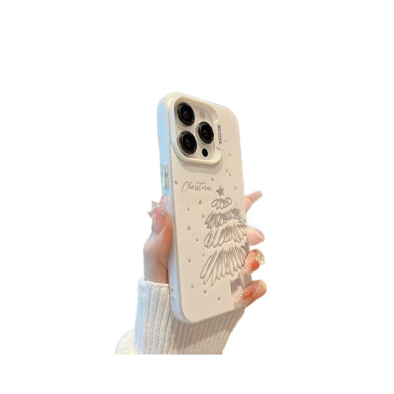 Christmas Line Drawing Phone Case for OPPO Find X9, A96, Realme 15, V28 - Silver Matte