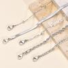 5PCS/Set Women Gold/Silver Color Bracelets,Stainless Steel Lady Geometric Fashion Charm Chain,Multi Layers Dainty Girl Jewelry