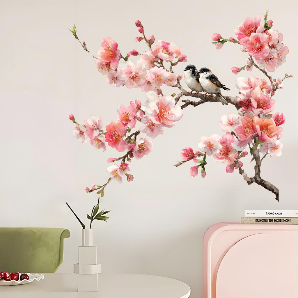 Watercolor Branches And Birds Decorative Wall Stickers For Bedroom, Living Room, And TV Background Wall.