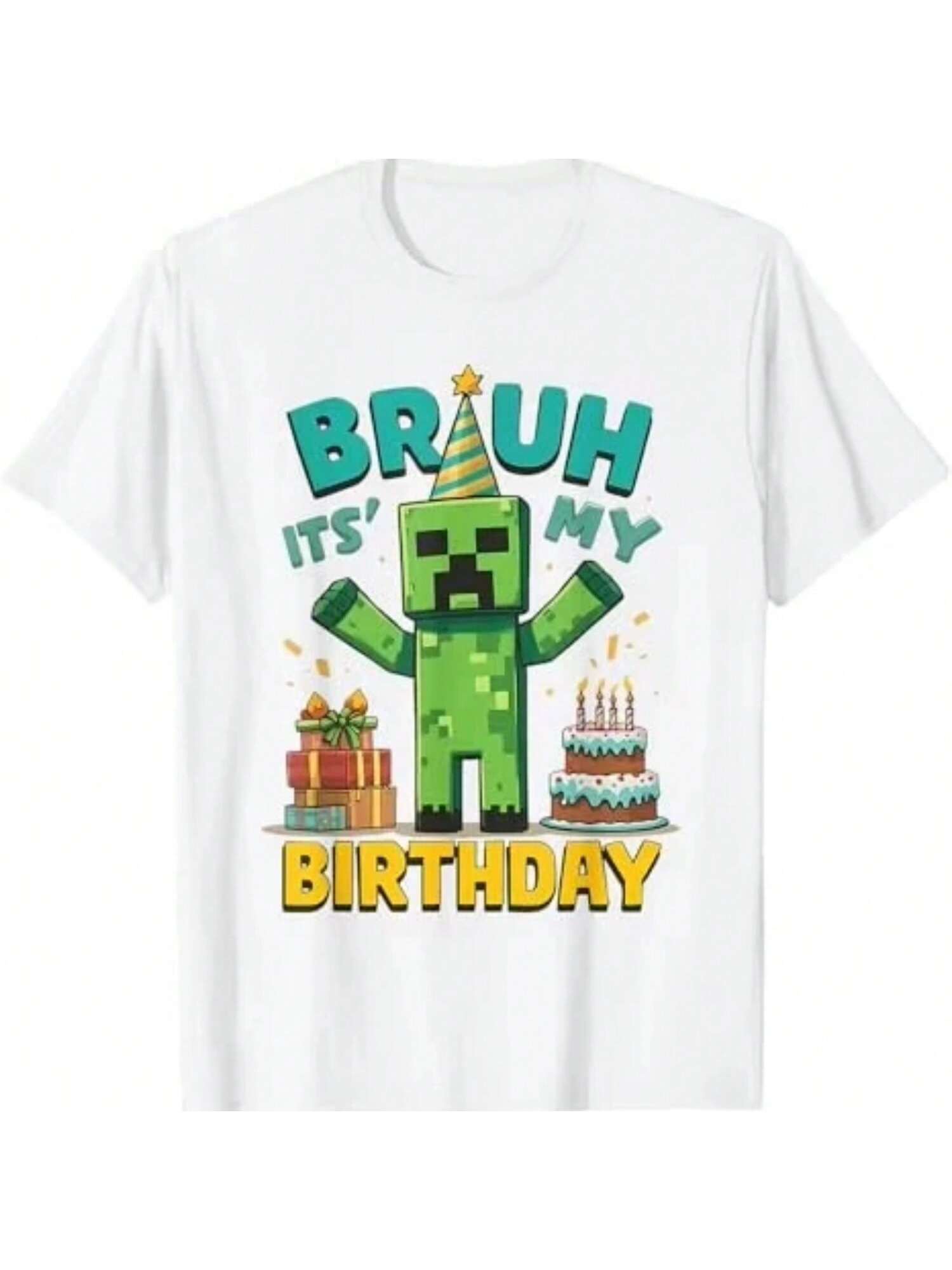 Bruh It s My Birthday Video Game Pixel Birthday Party T-Shirt Humor Boys Fashion B-Day Novelty Gift Short Sleeve Tee S разноцветный