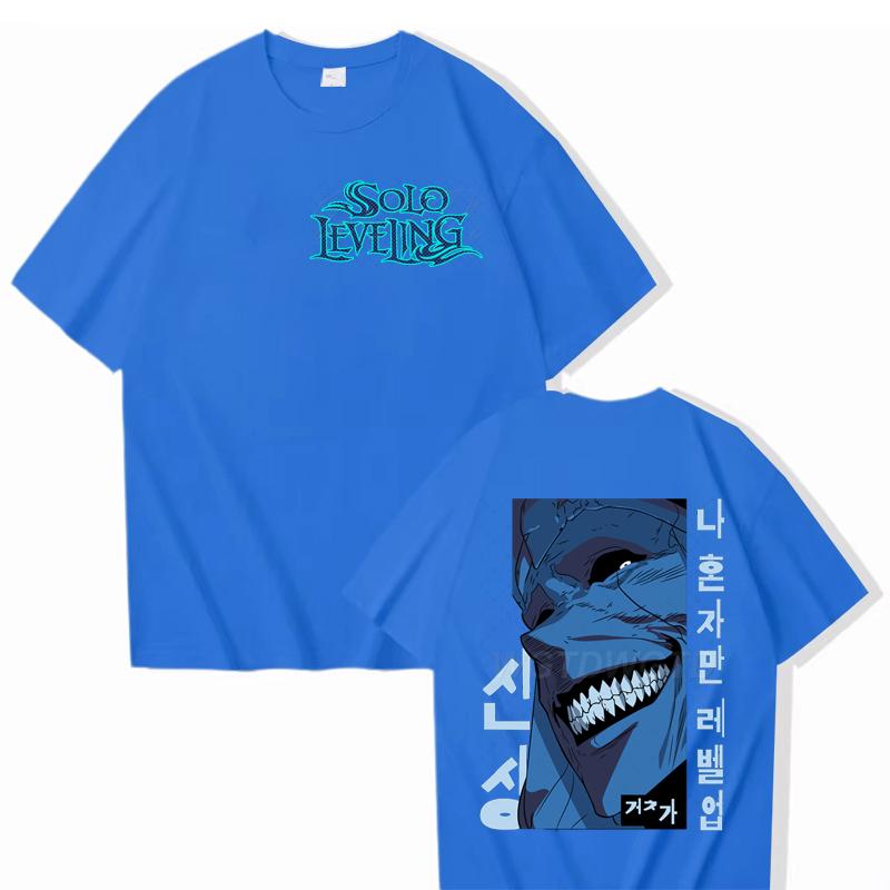 Solo Leveling Street Cool T-shirt Top 100% Cotton Hot Anime Men Clothes Harajuku Streetwear Solo Leveling Anime Men Women Shirt