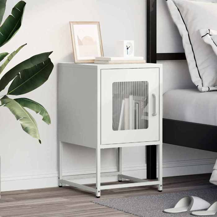 VidaXL Bedside Table White 36x39x60.5 Cm Cold-rolled Steel, Side Table, Bedside Cabinet, Side Table for 853331