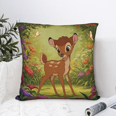 Bambi Deer Cartoon   Pillowcase Polyester Cushion Cover Decorations  Throw Pillow Case Cover Home Zipper 40*40cm
