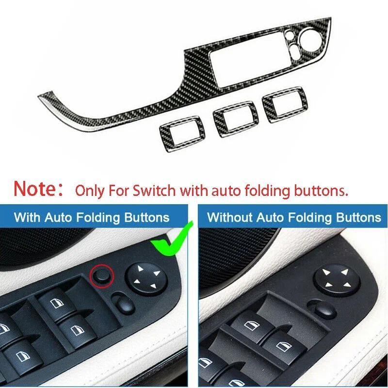 4Pcs 35.8cm/37.8cm Carbon Fiber LHD Car Door Window Switch Button Cover Trims Sticker for BMW 3 Series E90 2005-2012