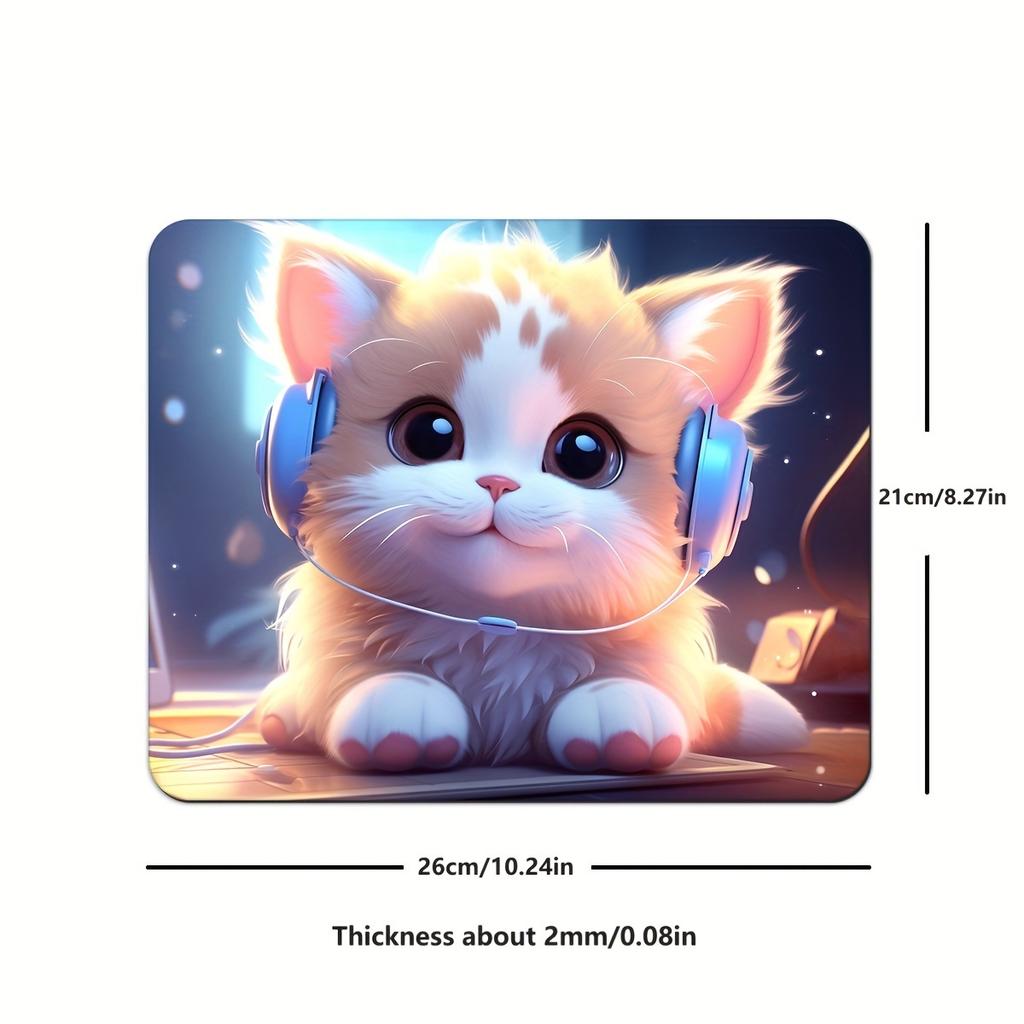 1 cat patterned mouse pad, rubber non slip bottom mouse pad for home and office use, suitable for laptops and desktop computers