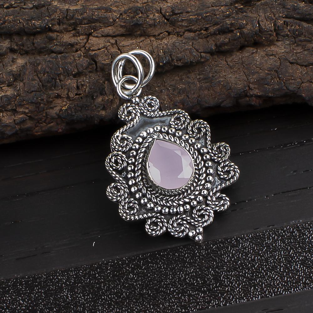Adorable Rose Chalcedony Gemstone Jewelry, 925 Sterling Silver Pendant Jewelry, Handmade Gorgeous Pendant Gift For Women