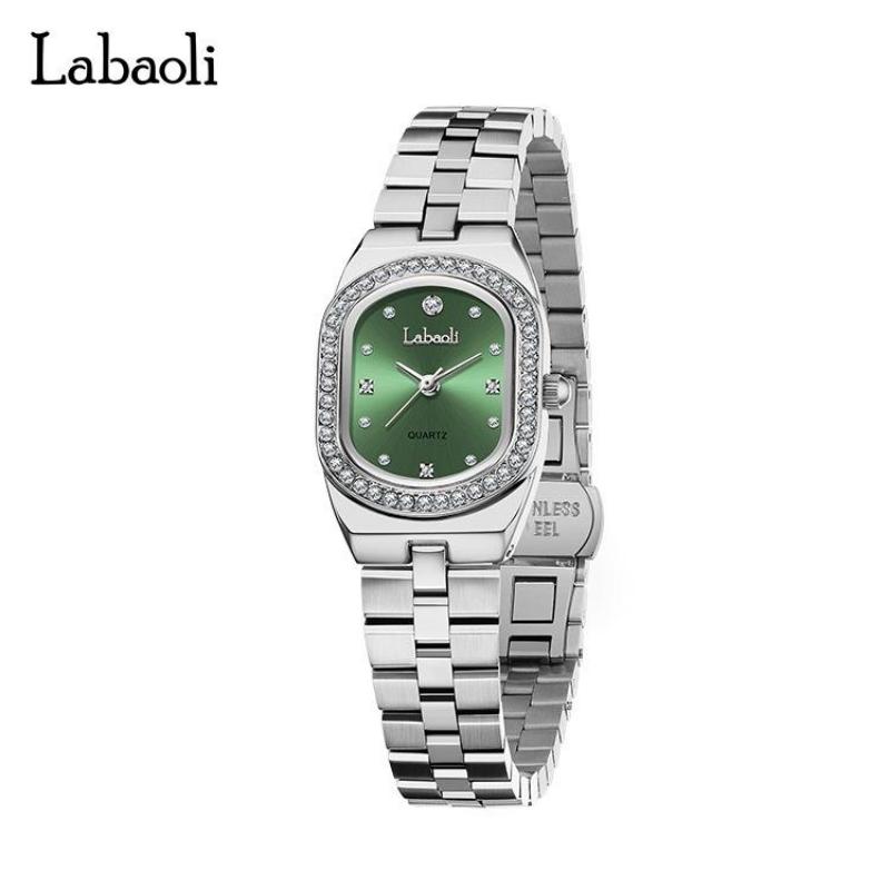 Women Elegant Steel Quartz Watches Round Dial Rhinestone Calendar Wristwatch Waterproof Classic Roman Scale Dress Watch Birthday Gift for Ladies