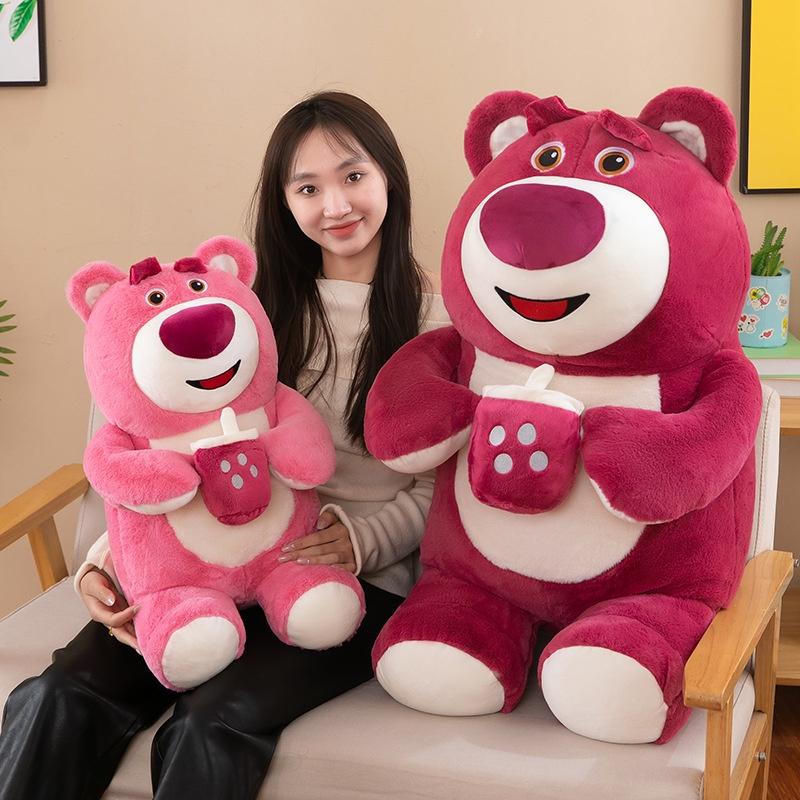 Cute Strawberry Bear Plush Pillow Perfect Gift For Comfort And Cuddles