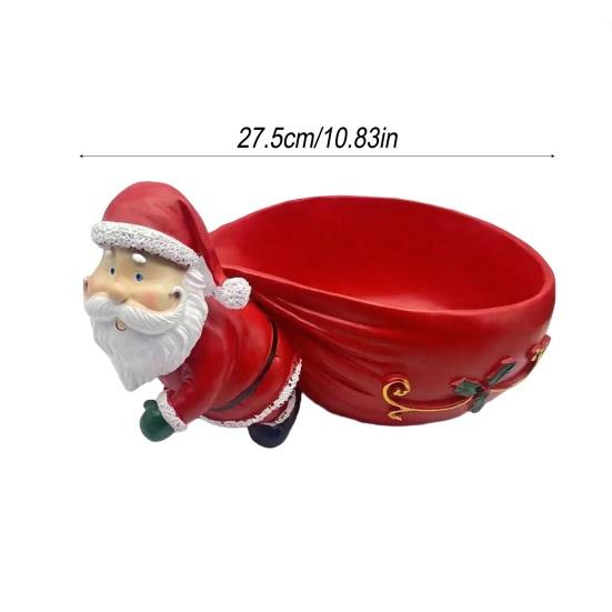 Yousheng Christmas Santa Claus Candy Bowl Multi-purpose Goodies Treats Sweets Nuts Dish Holder Container Santa Resin Figurine Holiday Party Ornament
