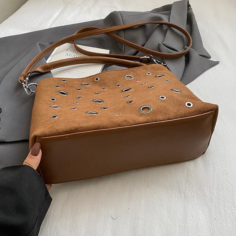 Yogodlns Vintage Suede Bag for Women New Large Capacity High-grade Commute Underarm Bags Fashion Niche Rectangle Handbag