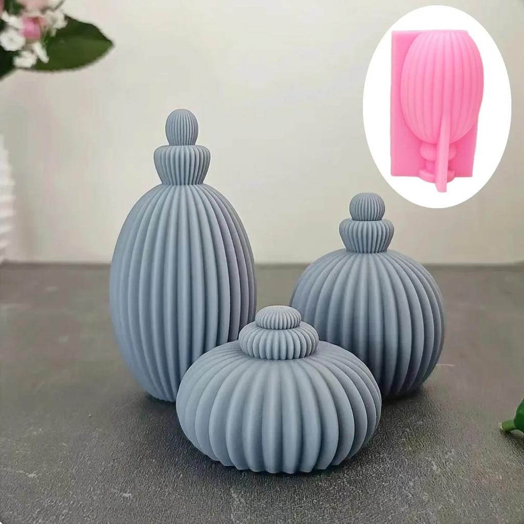 DIY abstrakte vasenförmige Kerze Silikonform nordischer Stil geometrisches Streifenmuster zylindrische römische Säule Kerzenformen Weihnachtsgeschenk