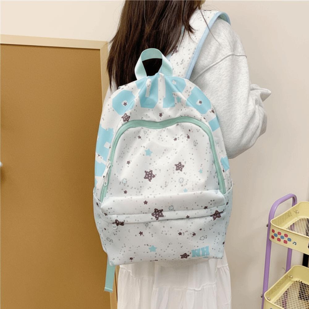 Letter Print Oxford Cloth Backpack Large Capacity Students School Bag Star Backpack  Travel