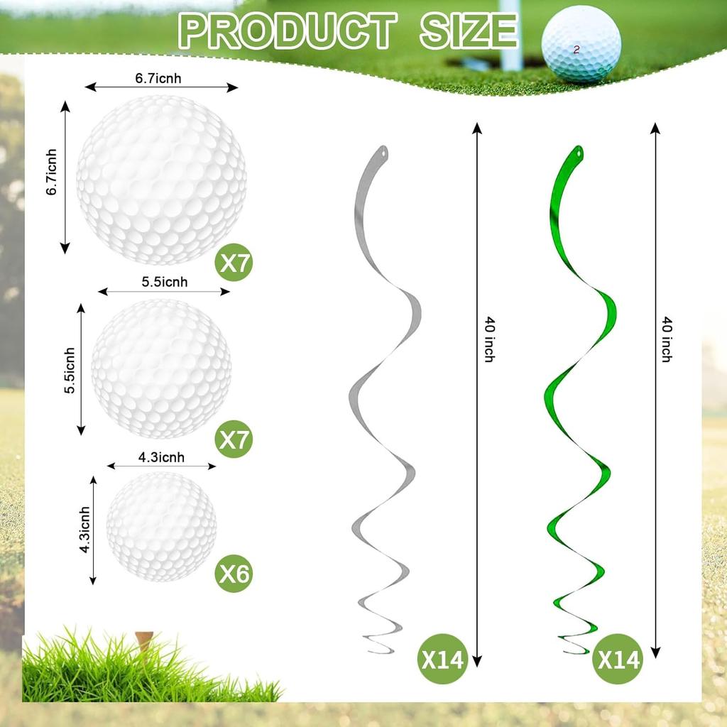 48Pcs Golf Party Decorations Hanging Swirls, Golf Theme Party Supplies Birthday Golf Sports Cutouts Foil Streamers Wall Ceiling Hanging Spirals Decor