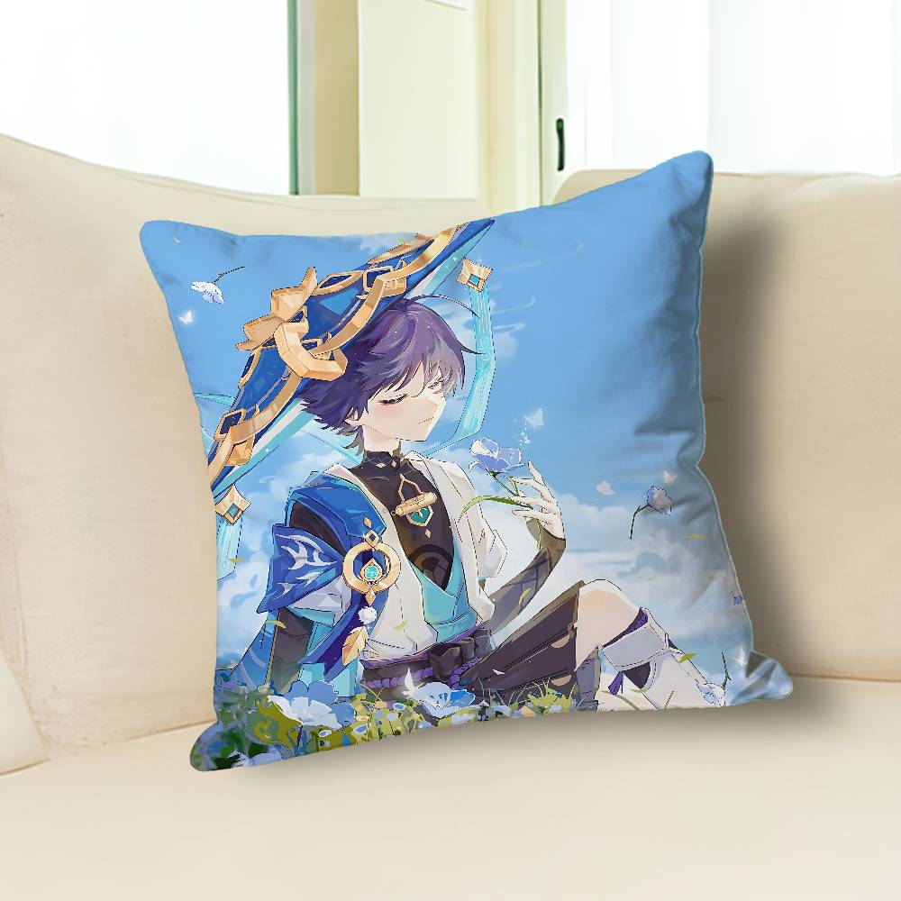 G-Genshin Impact Wanderer Anime Celebrity Merchandise All-Match Printed Pillow Case Sofa Car Office Room Decoration Protector