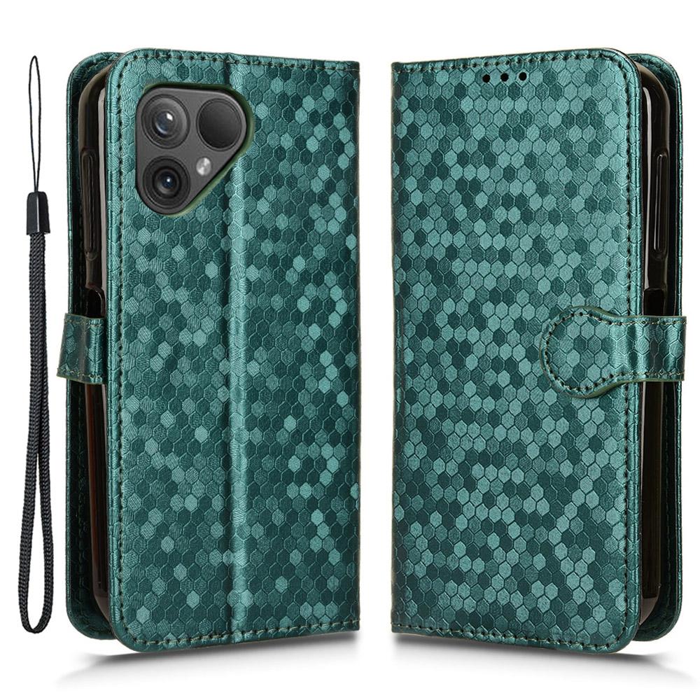 

For Fairphone 5 Case Anti-scratch PU Leather Imprinted Wallet Phone Cover Green